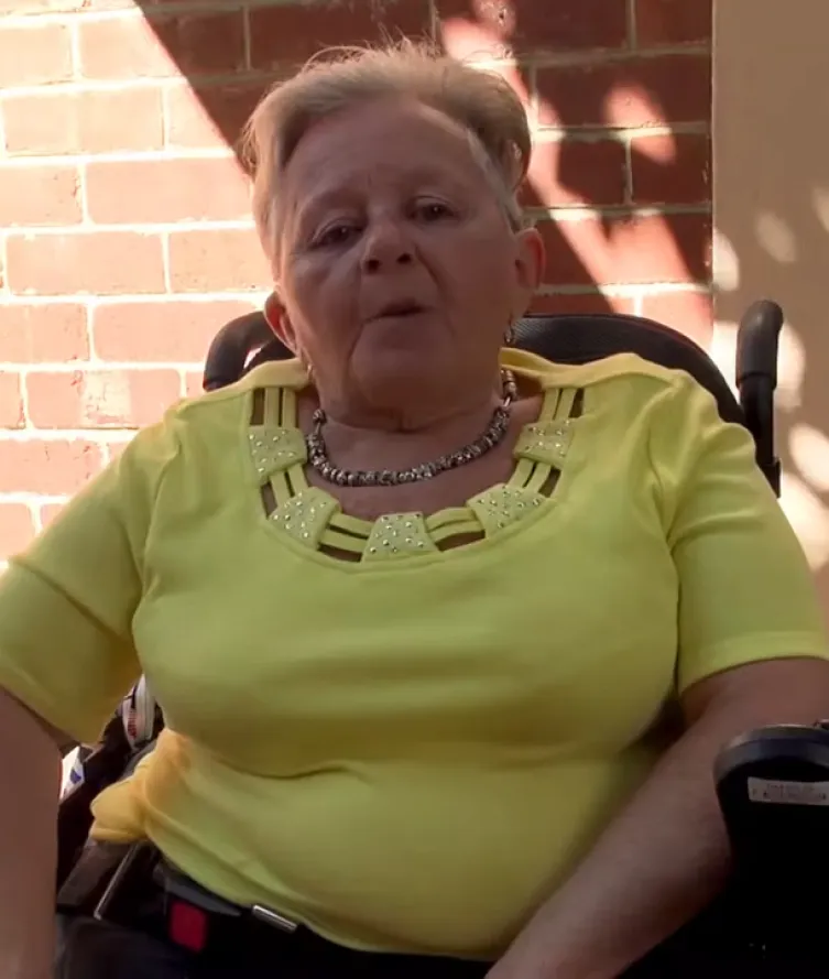 Older lady sitting in wheelchair